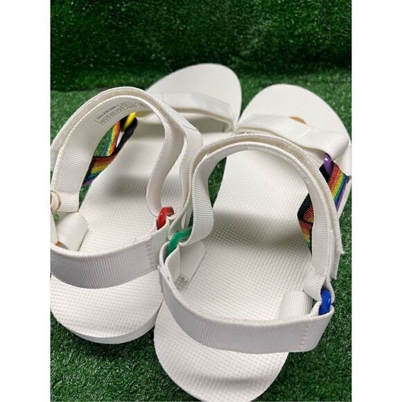 TEVA Strap Sandals Universal Pride White Rainbow Stripe men’s 12 New main image 7